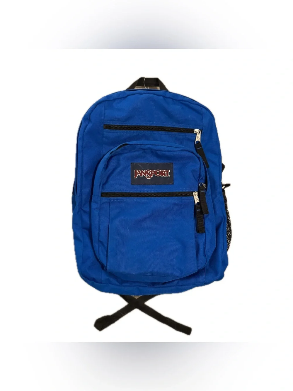JanSport Large Blue/Black Zip Backpack Padded Adjustable Straps Front Pocket
